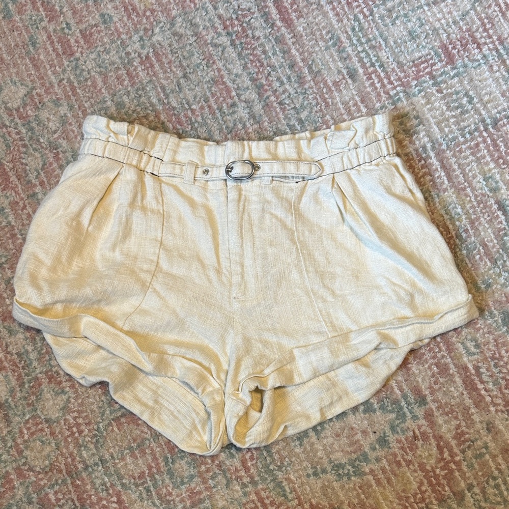 Anthropologie High Waist Cream Shorts